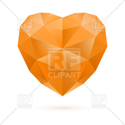 400x400 Multifaceted Orange Heart Shaped Gemstone Royalty Free Vector Clip