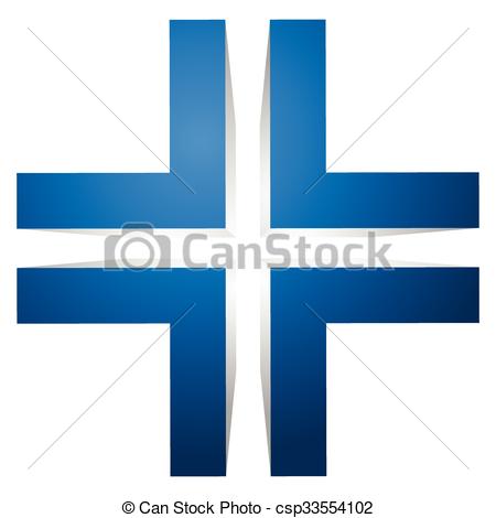 450x470 Generic 3d Cross Icon, Double Cross Design Element.