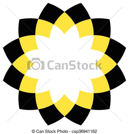 450x470 Geometric Flower Or Generic Motif Isolated On White Clip Art