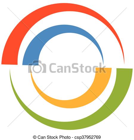 450x470 Colorful Circle Motif With Two Part Circles. Generic Clip Art