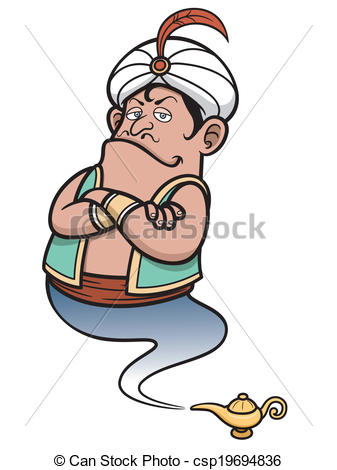 337x470 Vector Illustration Of Genie Coming Out Of A Lamp Vectors