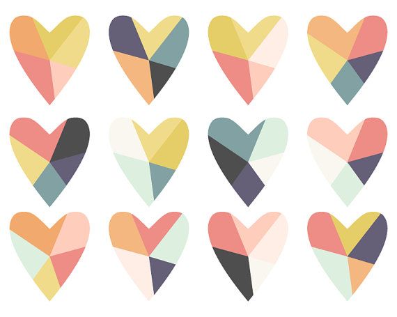 570x455 Geometric Clip Art Fractured Heart Digital Clip Art Instant
