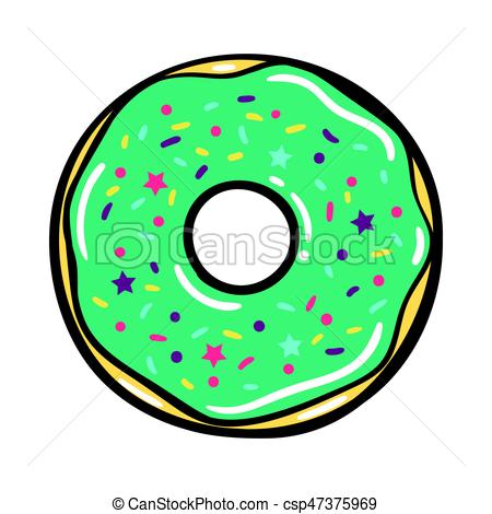 450x470 Vector Modern Flat Geometric Donut Illustration. Single Mint