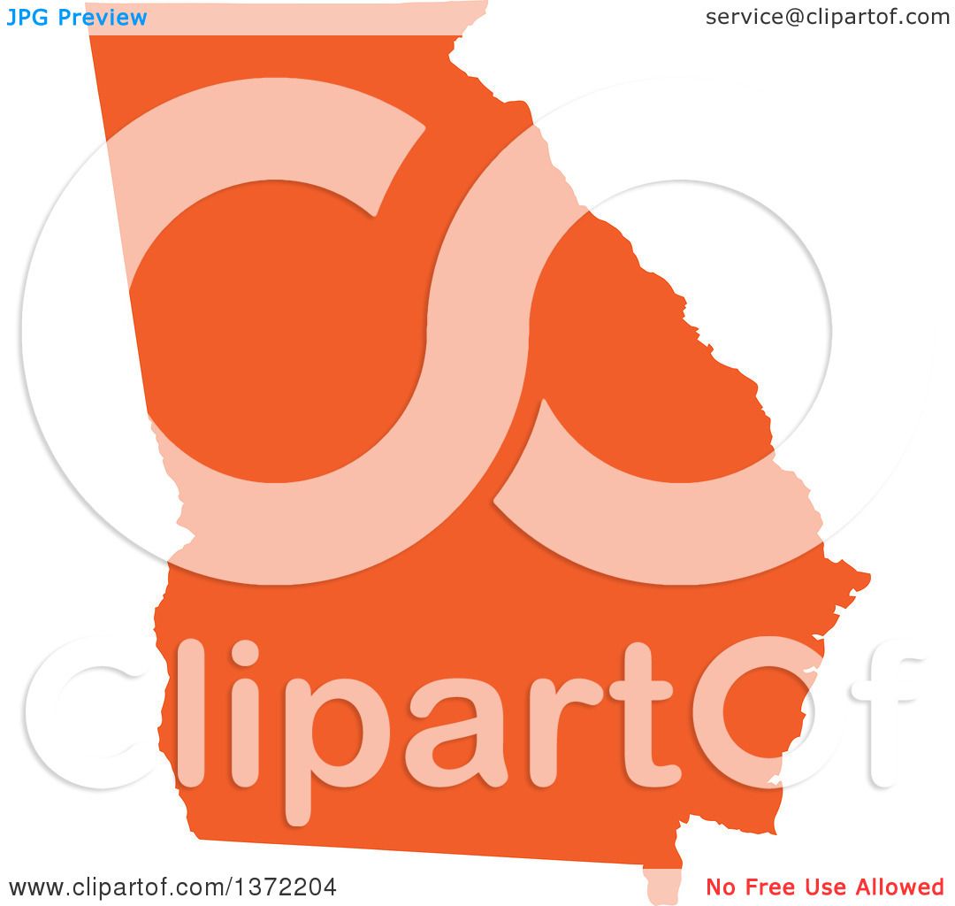 1080x1024 Clipart Of An Orange Silhouetted Map Shape Of The State Of Georgia