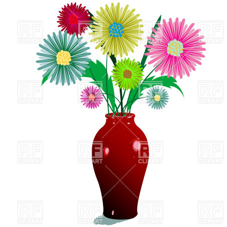 453x453 Bunch Of Flowers In Vase Royalty Free Vector Clip Art Image