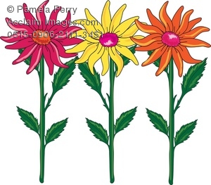 300x263 Clip Art Illustration Of Gerbera Daisies