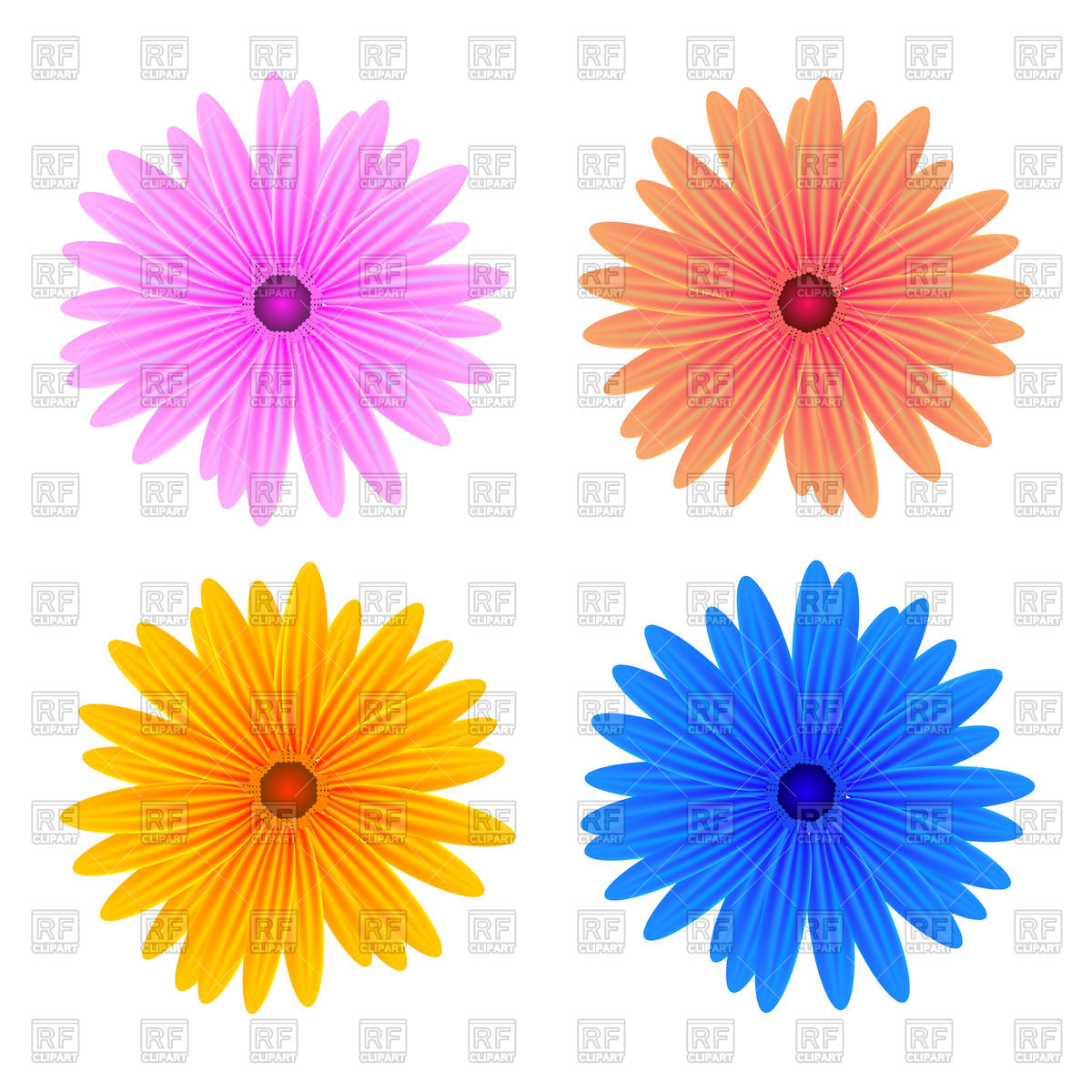 1200x1200 Colorful Fresh Spring Flowers Royalty Free Vector Clip Art Image