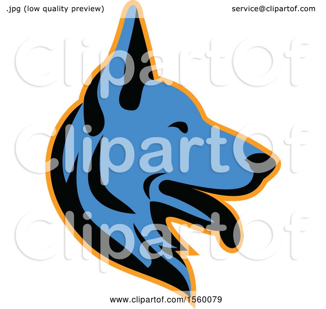 1080x1024 Clipart Of A Retro Blue Alsatian German Shepherd Dog Mascot