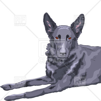 400x400 Black German Shepherd Royalty Free Vector Clip Art Image