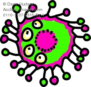 300x286 Clipart Image Of A Green And Pink Germ With Four Eyes