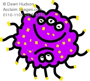 300x269 Clipart Image Of A Purple Germ With Yellow Spots