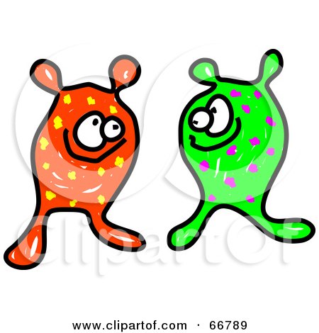 450x470 Royalty Free (Rf) Clipart Illustration Of Orange And Green Germs