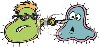 350x166 Cartoon Of A Bully Germ Threatening Another Germ