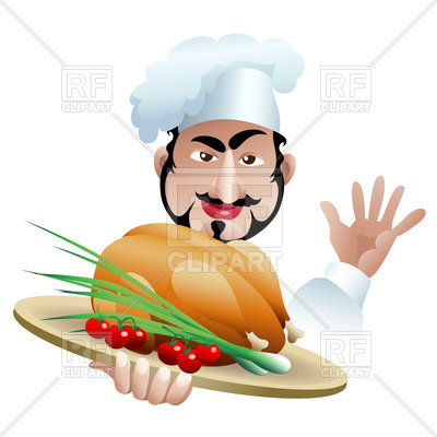 400x400 Satisfied Chief Cook With Well Cooked Dish Royalty Free Vector