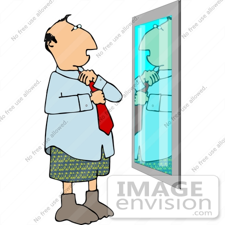 450x450 Caucasian Business Man In Front Of A Mirror, Getting Dressed