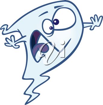 342x350 Picture Of Cartoon Ghost With Scared Look On His Face In