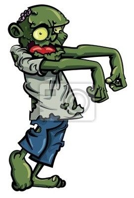 270x400 Cartoon Zombie Isolated On White Wall Sticker