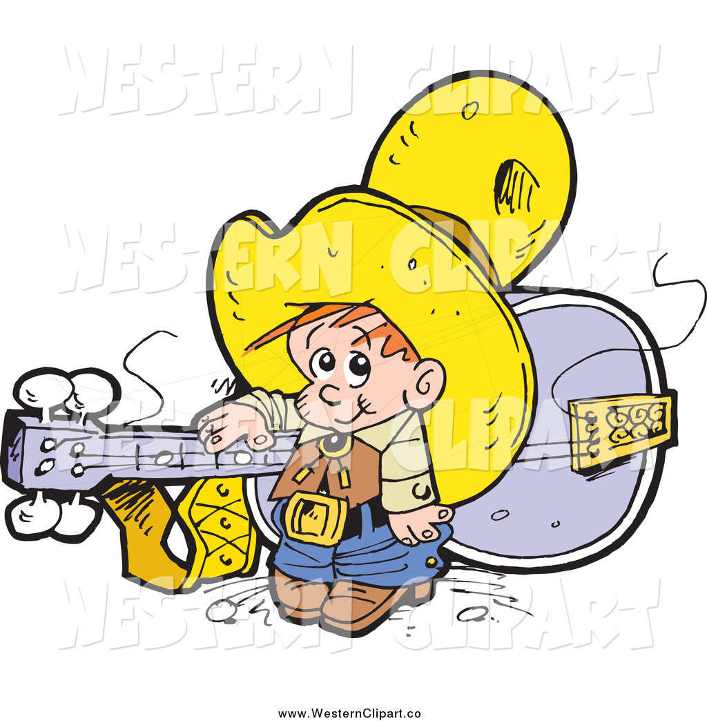 1024x1044 Vector Clip Art Of A Little White Cowboy And Giant Guitar By