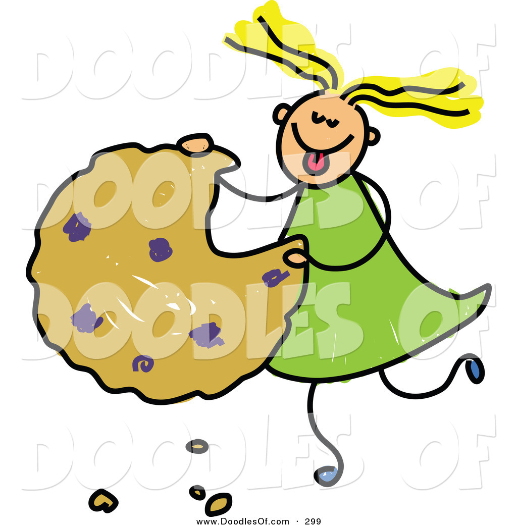 1024x1044 Vector Clipart Of A Childs Sketch Of A Happy Girl Eating A Giant