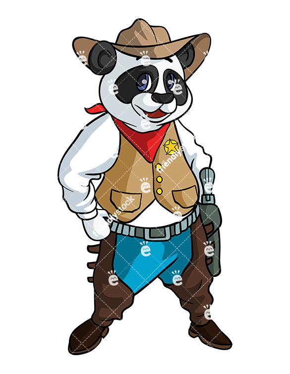 585x755 Pandbear Cowboy Vector Cartoon Clipart