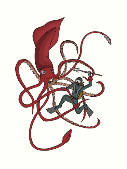 413x549 Giant Squid Art Prints By Sinistercrowd Redbubble