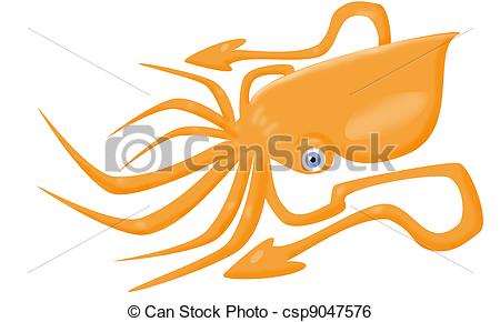 450x290 Architeuthis Giant Squid. Isolated Squid On White, Vector Stock