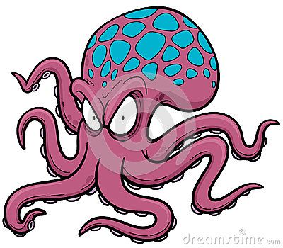400x350 Simple Angry Octopus Cartoon