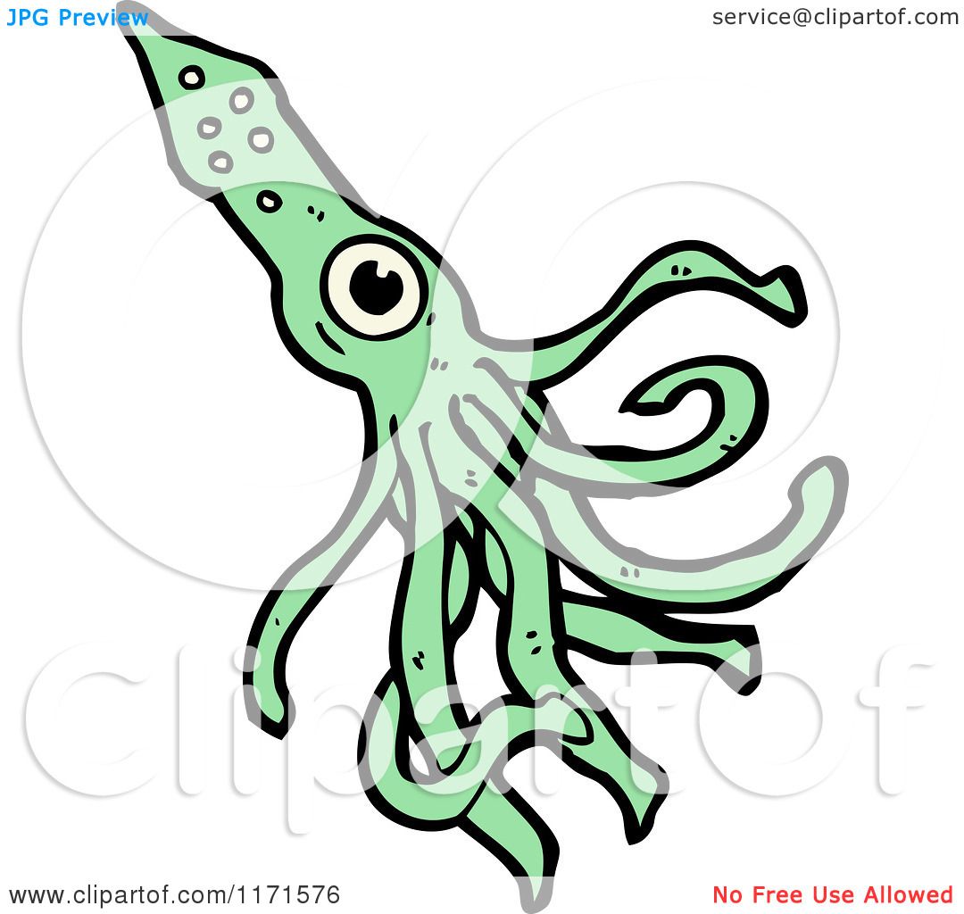 1080x1024 Cartoon Of A Green Squid