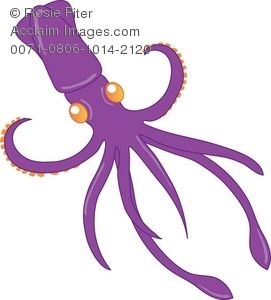 271x300 Clipart Illustration Of A Purple Cartoon Squid Royalty Free