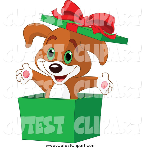 600x620 Vector Cliprt Surprise Christmas Puppy Popping Out