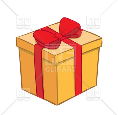 400x389 Yellow Gift Box With Red Ribbon And Bow Royalty Free Vector Clip