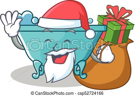 450x322 Santa With Gift Bathtub Character Cartoon Style Vector Clip Art