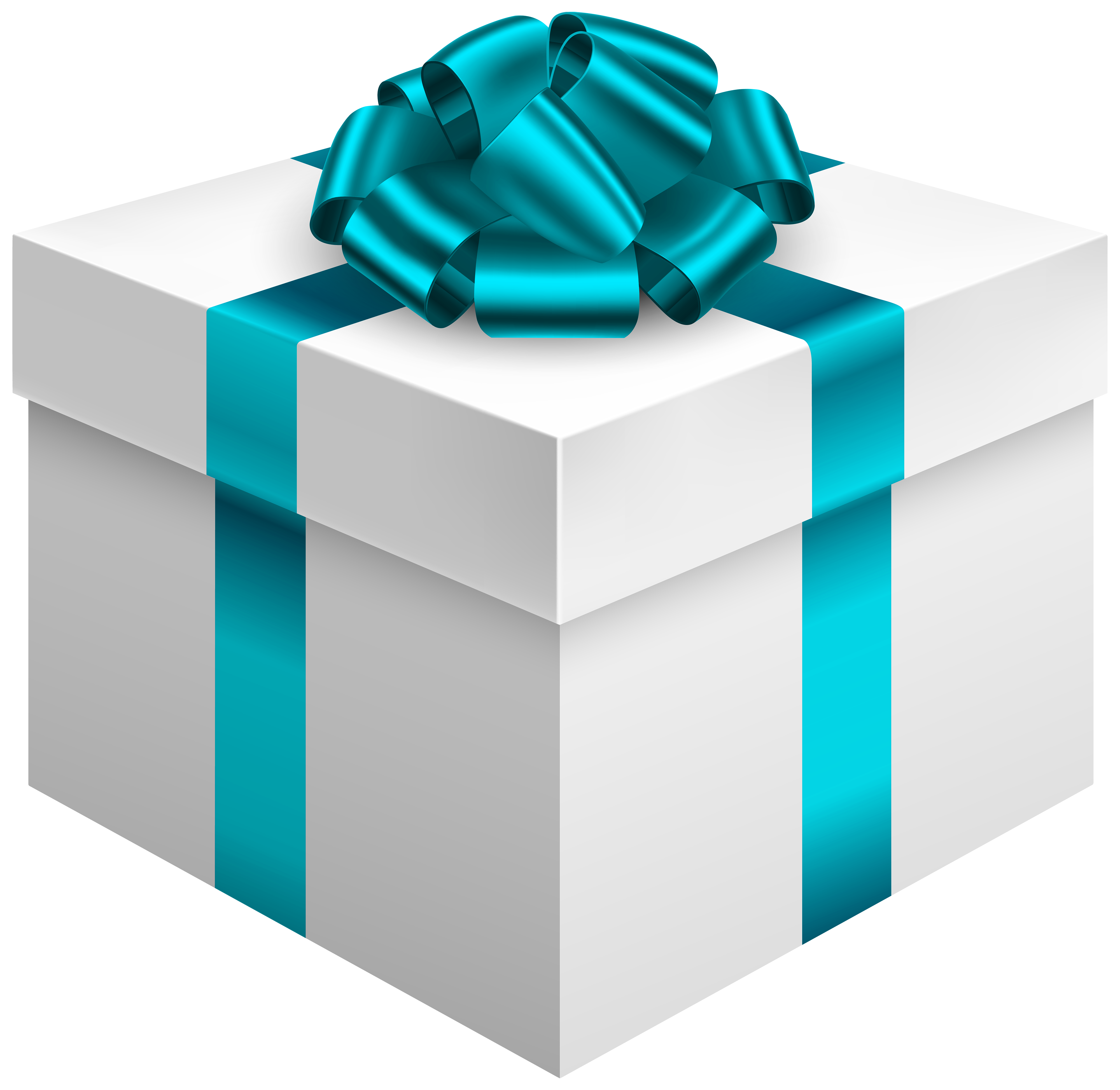 4000x3895 White Gift Box With Blue Bow Png Clipart