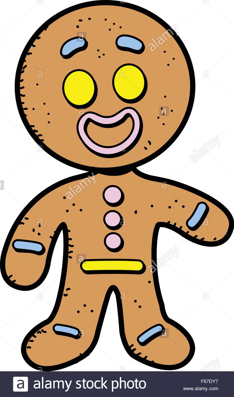 820x1390 Happy Smiling Cartoon Gingerbread Man Cookie Stock Vector Art