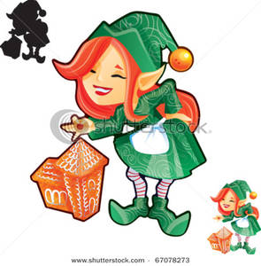295x300 Clipart Image Elf Girl With Gingerbread Castle
