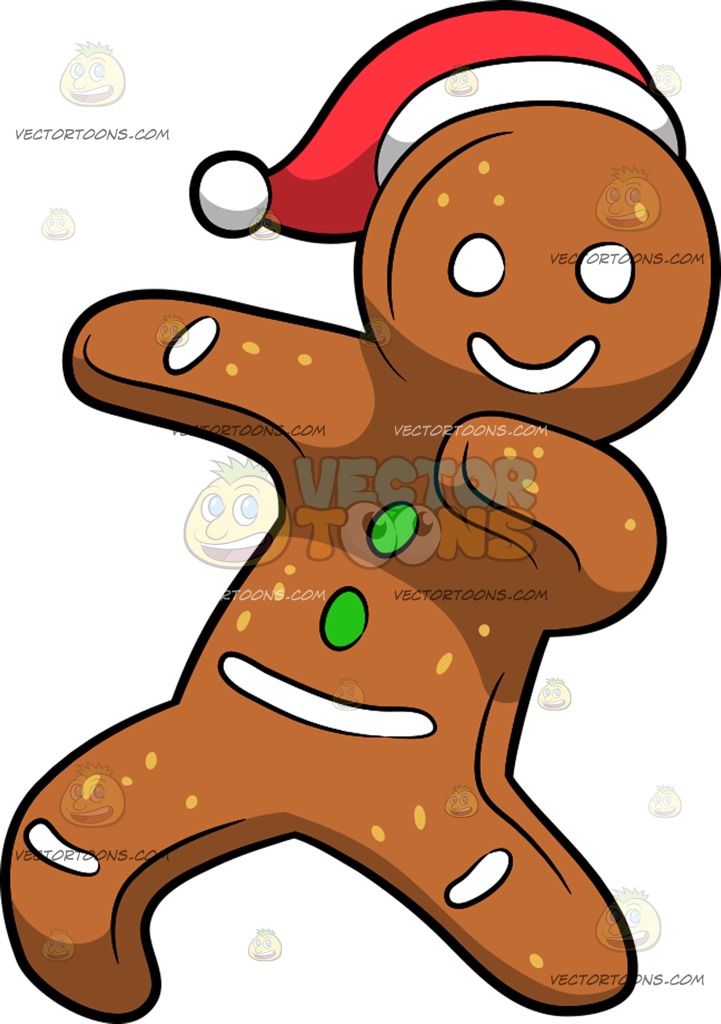 721x1024 A Dabbing Gingerbread Man Cartoon Clipart Vector Toons