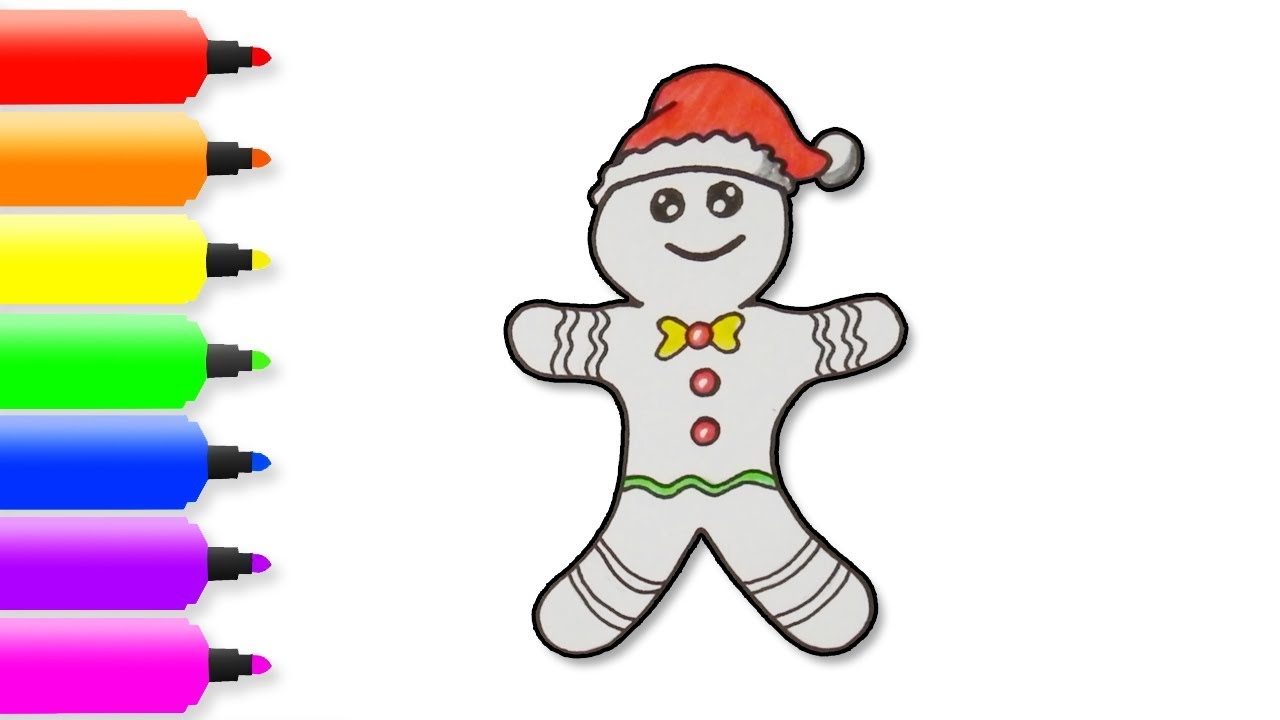 1280x720 How To Draw + Color Santa Gingerbread Man And Santa Claus