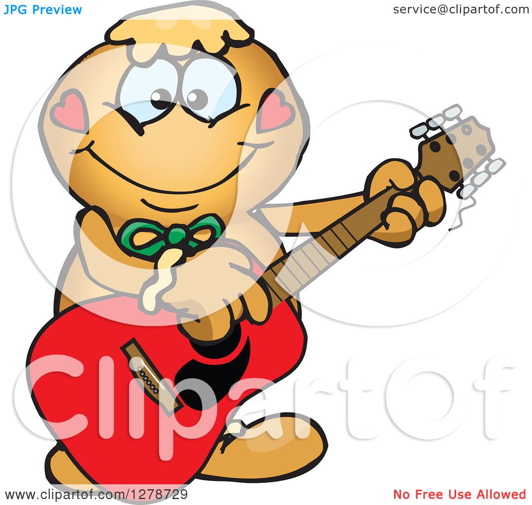 1080x1024 Clipart Of A Happy Gingerbread Man Playing An Acoustic Guitar