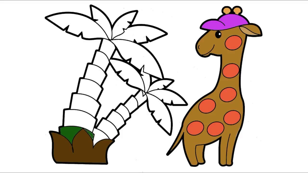 1280x720 Drawing And Coloring Giraffe For Kids Coloring Books Learn Colors