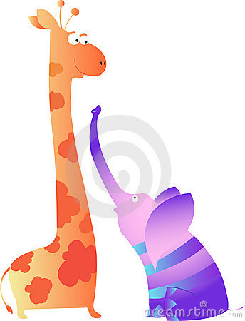 344x450 Elephant And Giraffe Clipart