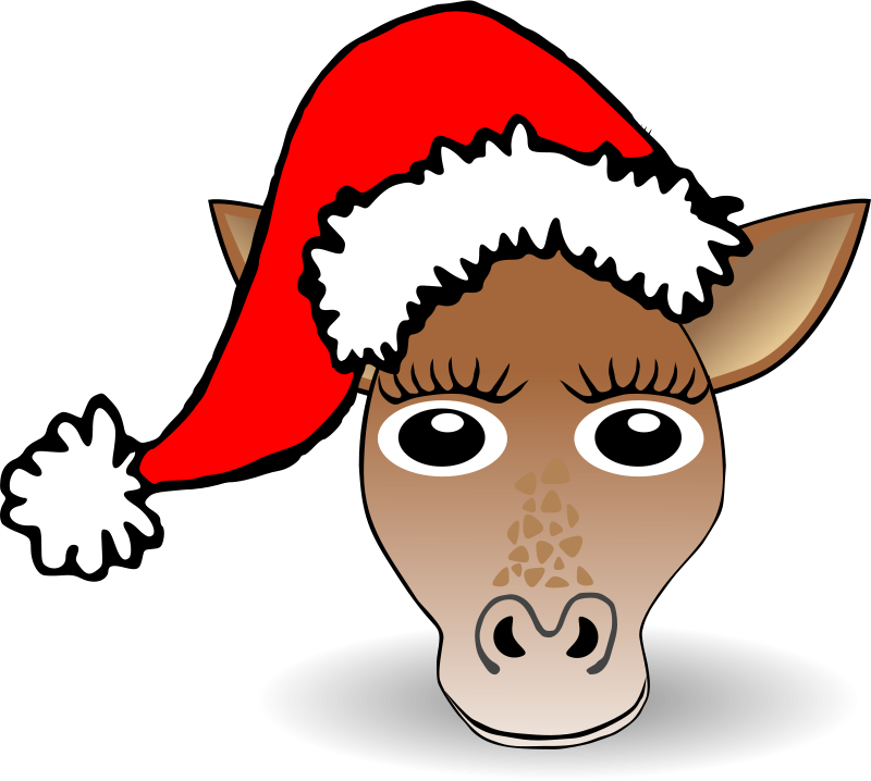 800x718 Free Clipart Funny Giraffe Face Cartoon With Santa Claus Hat