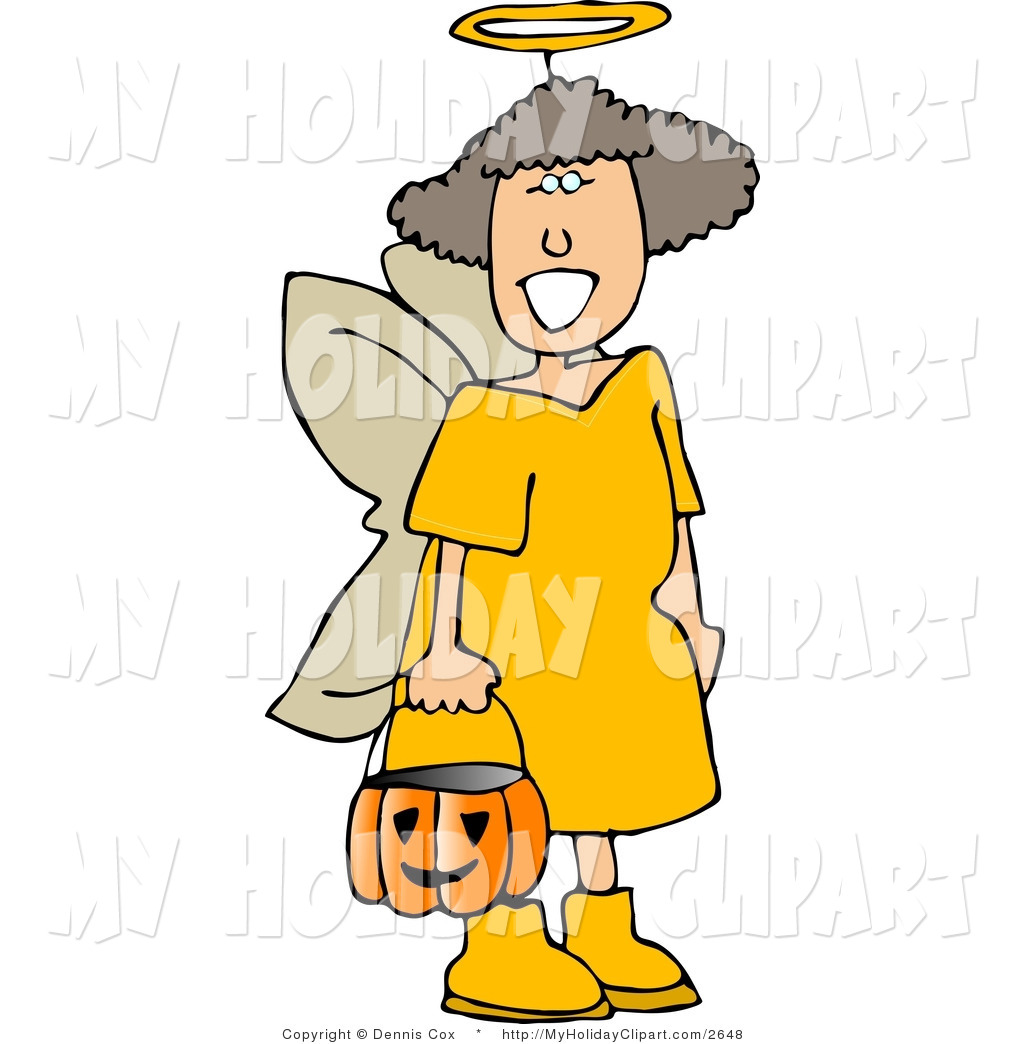1024x1044 Clip Art Of A Young Girl Wearing Halloween Angel Costume While