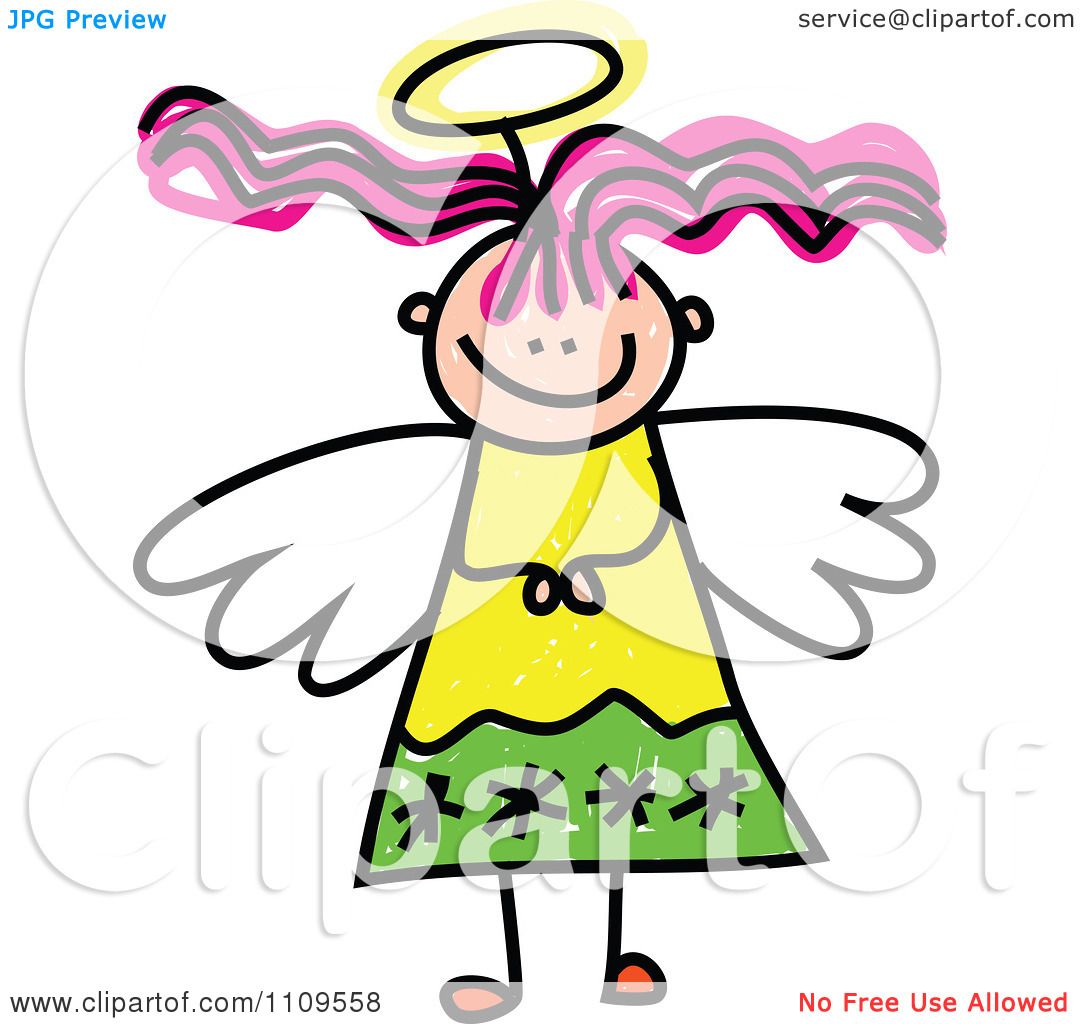 1080x1024 Clipart Stick Angel Girl With Pink Hair
