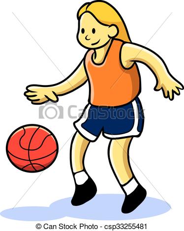 374x470 Girl Teen Playing Basketball. Vector Illustration Of Girl