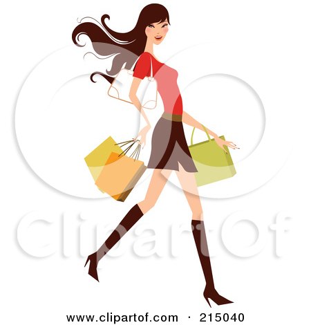 450x470 Royalty Free (Rf) Clipart Illustration Of Woman Shopping In