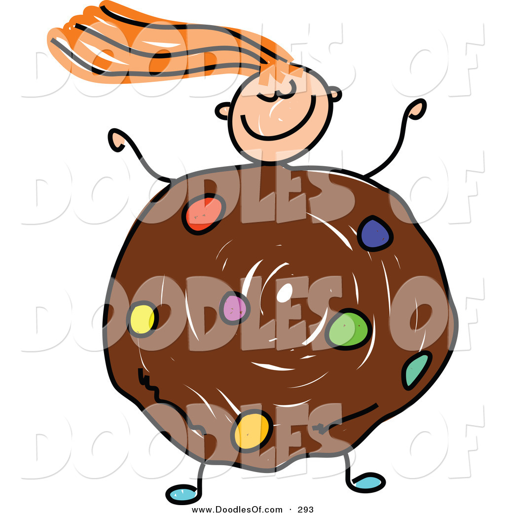 1024x1044 Vector Clipart Of A Childs Sketch Of A Happy Girl With A Cookie
