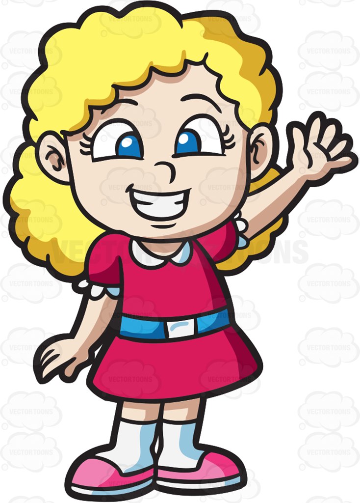 734x1024 An Excited Little Girl Cartoon Clipart Vector Toons