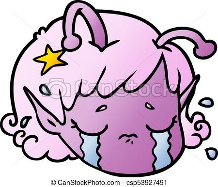 450x386 Cartoon Alien Space Girl Face Crying Eps Vectors