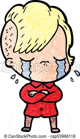 270x470 Cartoon Crying Girl With Crossed Arms Vector Clip Art