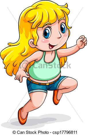 314x470 Illustration Of A Caucasian Girl Dancing On A White Vector Clip